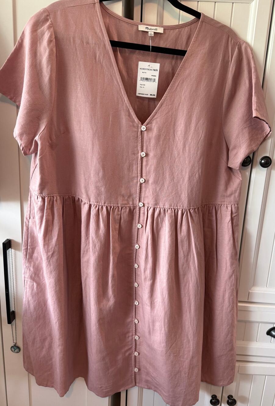 Madewell Linen-Blend Alexandra Button-Front Mini Dress sz XL NWT